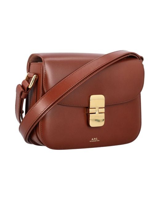 A.P.C. Brown Elegant Trapezoidal Mini Leather Handbag