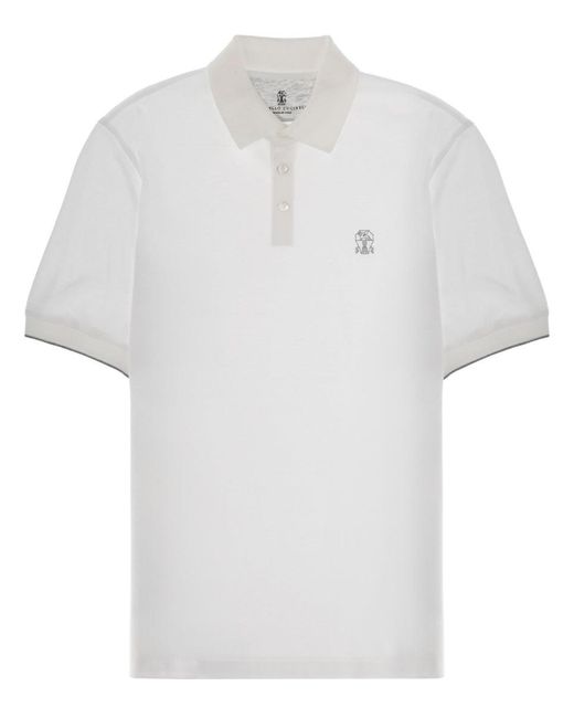 Brunello Cucinelli White Polo With Logo for men