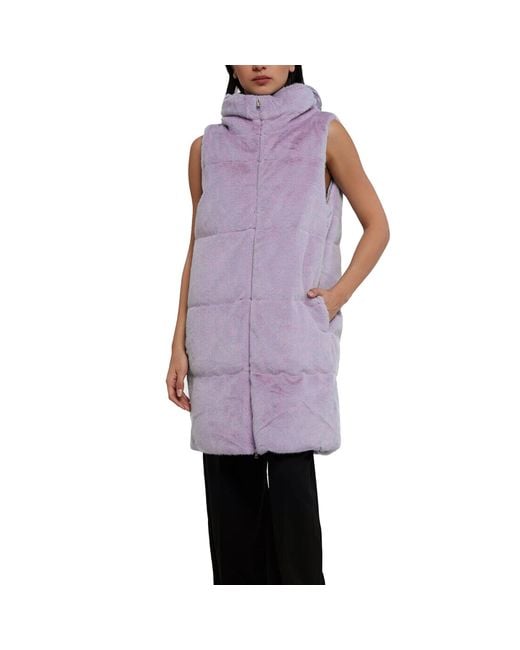 Herno Purple Faux Fur Sleeveles Coat