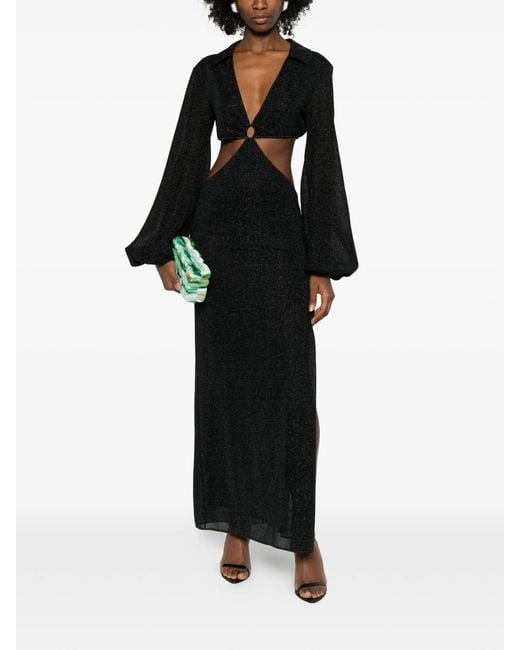 Oseree Black Lumiã¨Re Long Dress With Cut-Out