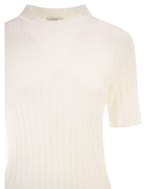 Peserico EASY Natural Short-Sleeved Ribbed Woollen Jumper