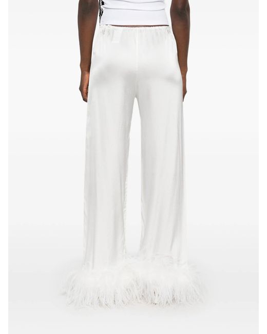 Oseree White Bridal Satin Pants Plumage