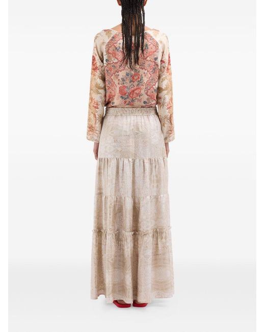 Pierre Louis Mascia Natural Silk Long Skirt
