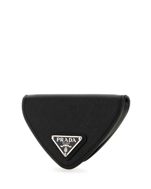 Prada Black Leather Coin Purse for men