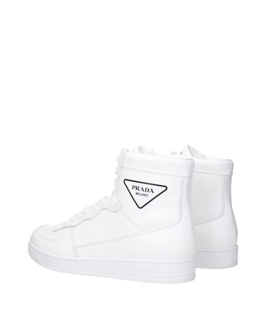 Prada White Sneakers Uomo Pelle Bianco for men
