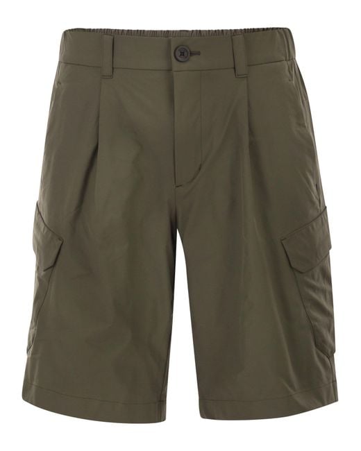 Herno Green Technical Fabric Cargo Bermuda Shorts for men