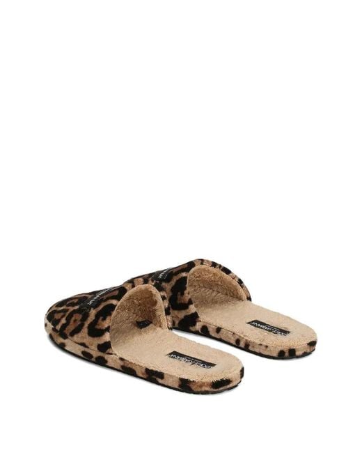Dolce & Gabbana Brown Printed Slippers