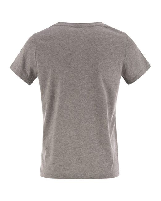 Majestic Gray Crew-Neck Short-Sleeved Cotton T-Shirt