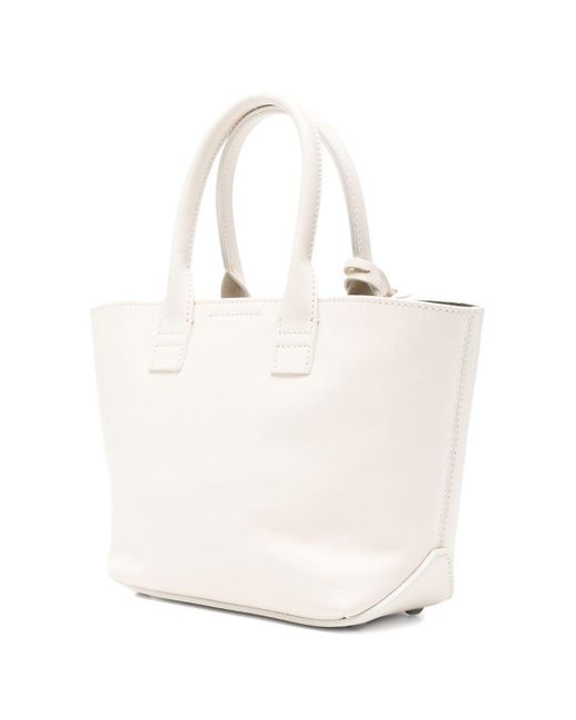 Hogan White Mini Leather Tote Bag