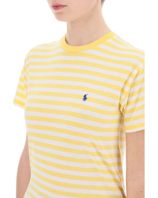 Striped Crewneck T-shirt Polo Ralph Lauren en coloris Yellow
