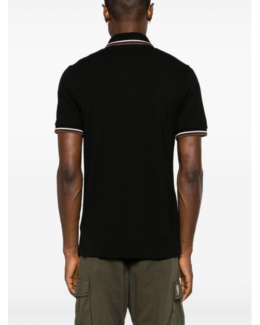 Fred Perry Black Logo Cotton Polo Shirt for men