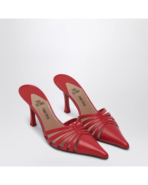 Paris Texas Red Leather Mule Nadia