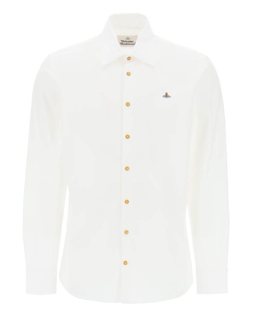 Camisa fantasma con bordado de orbe Vivienne Westwood de hombre de color White