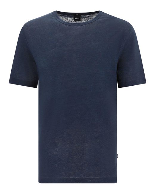 Camiseta de lino "Tiburt" de Boss de hombre de color Blue