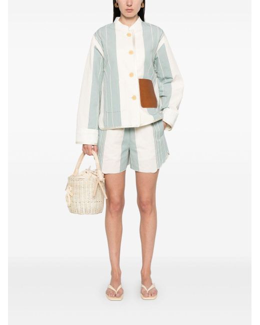 Forte Forte Gestreepte Bermuda Shorts in het White