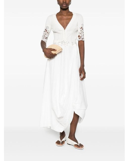 Ermanno Scervino White Embroidered Cotton Cardigan