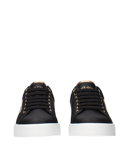 Dolce & Gabbana Black Dolce&Gabbana Portofino Sneakers/ Leather