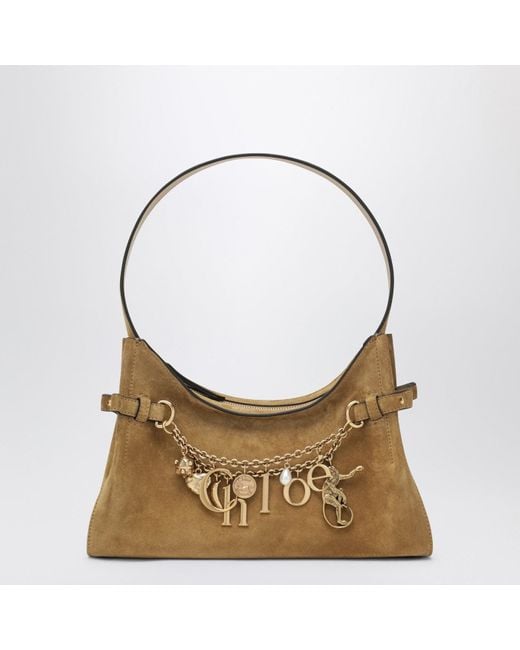Chloé Brown Khaki Suede Charms Hobo Bag