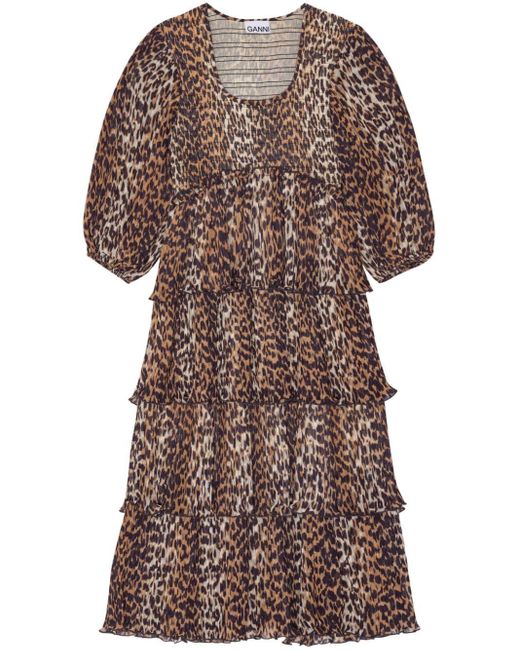 Ganni Jurk Met Luipaardprint in het Brown