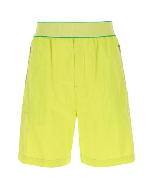 Bottega Veneta Yellow Acid Nylon Bermuda Shorts for men