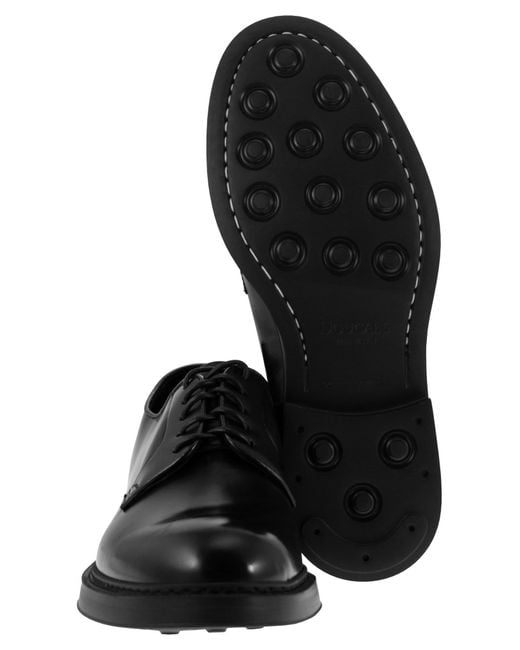 Doucal's Black Leather Derby Lace Up for men