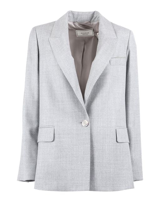 Peserico Gray Tailored Jacket With Notched Lapels