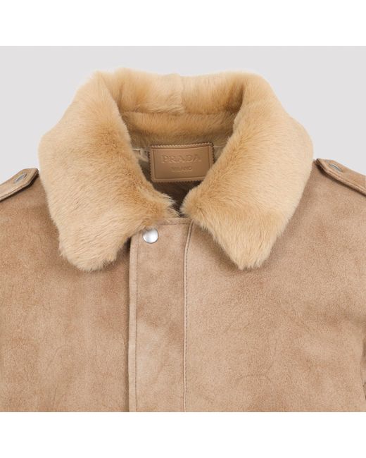 Leather Jacket Prada de color Natural