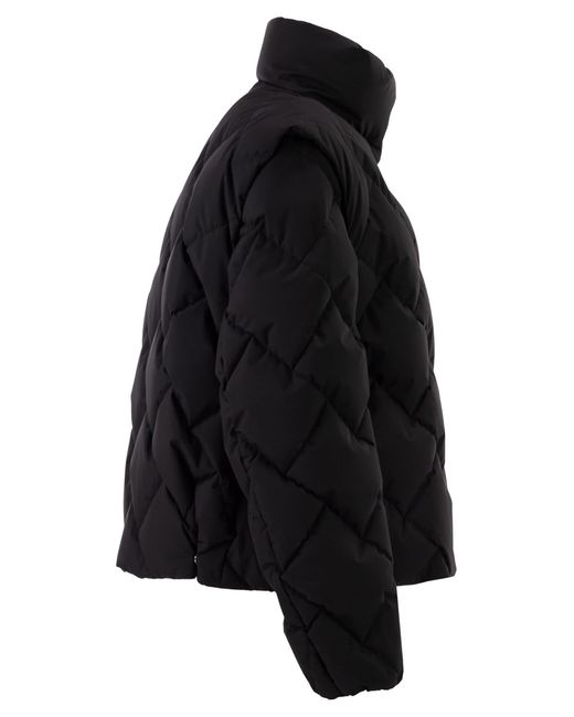 Herno Black Matt Nylon Down Jacket With Detachable Sleeves