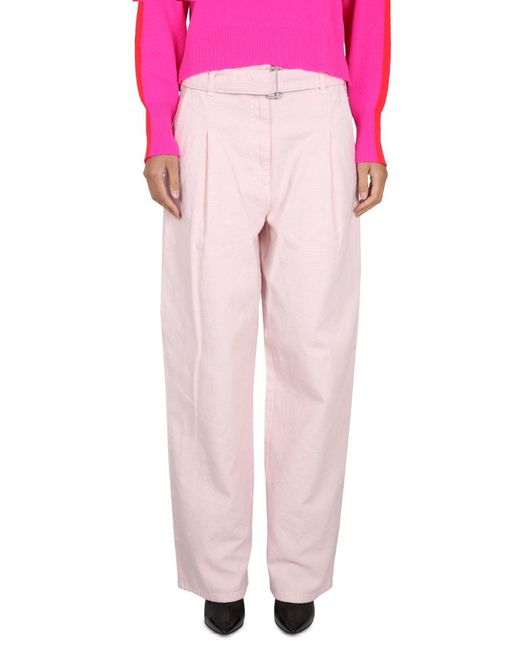 Philosophy Di Lorenzo Serafini Pink Relaxed High-Waisted Denim Pants With Pleats