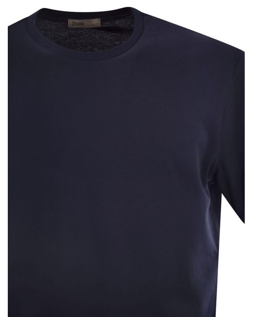 Herno Resort T -Shirt in Baumwoll- und leichter Stretch -Nylon in Blue für Herren
