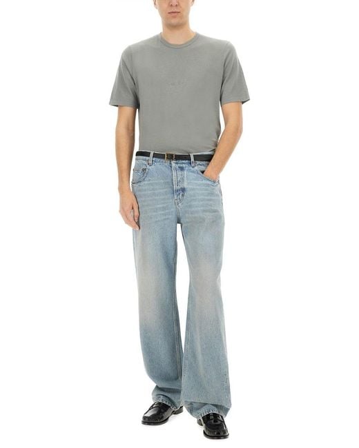 Saint Laurent Gray T Shirt Con Logo