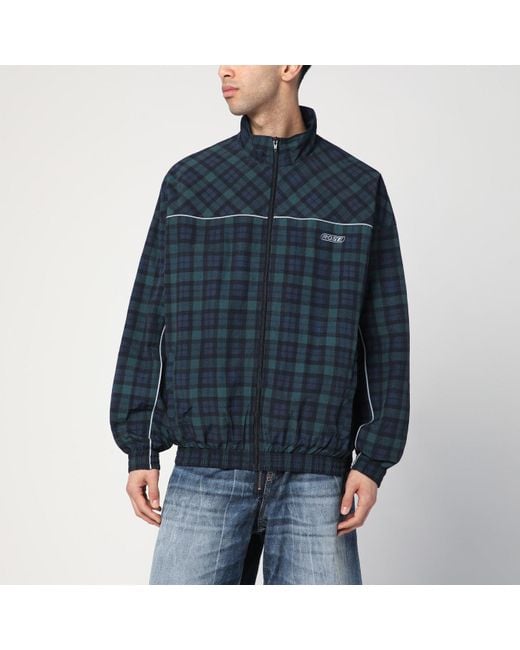 Martine Rose Blue Tartan-Pattern Nylon Bomber Jacket for men