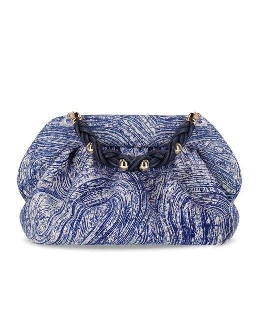 THEMOIRÈ Blue Bios Porridge Print Deep Ocean Clutch Bag