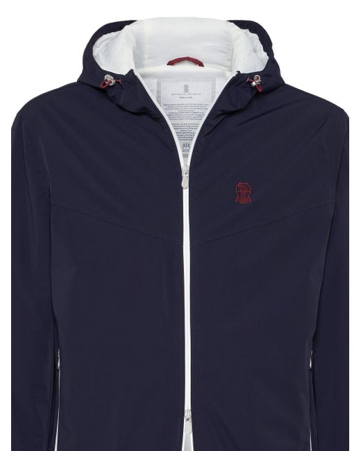 Brunello Cucinelli Fitted Coat With Zip Front in Blue für Herren