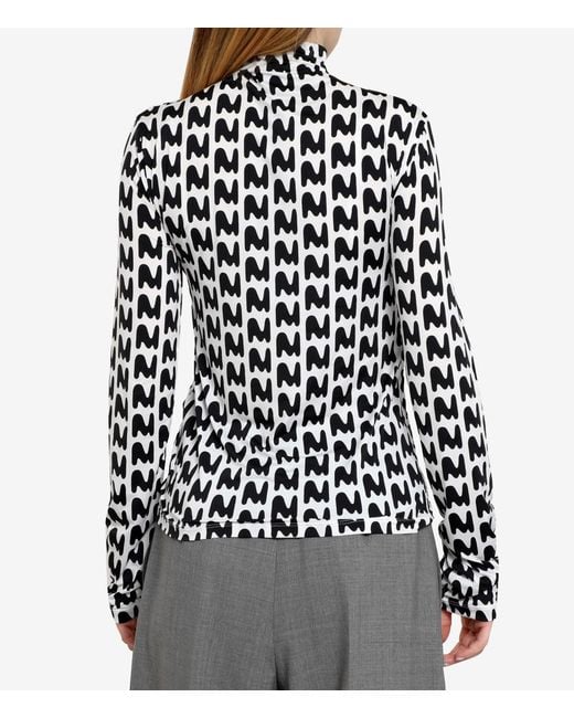 MSGM Tops ,Wit ,Witte Stretch Blouse Met M-Patroon in het Black