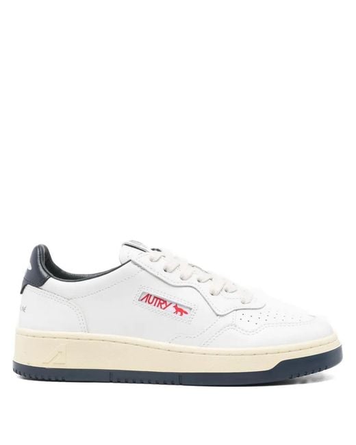 Autry X Maison Kitsune White Leather Sneakers