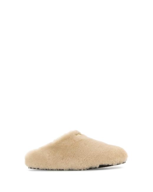 Prada Natural Sand Shearling Slippers