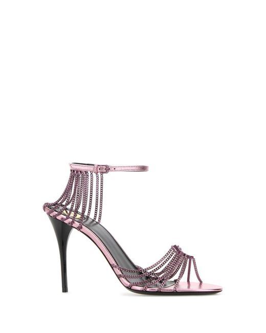 Saint Laurent Multicolor Lilac Metal Babylone Sandals