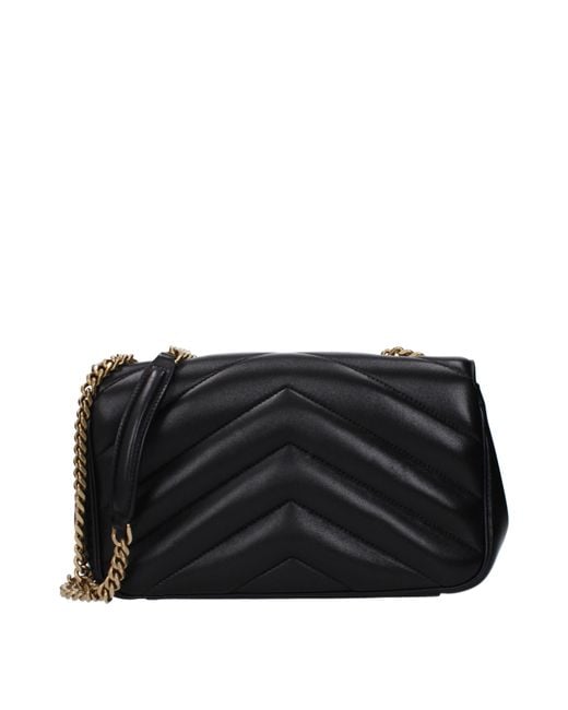 Saint Laurent Black Loulou Shoulder Bag Leather