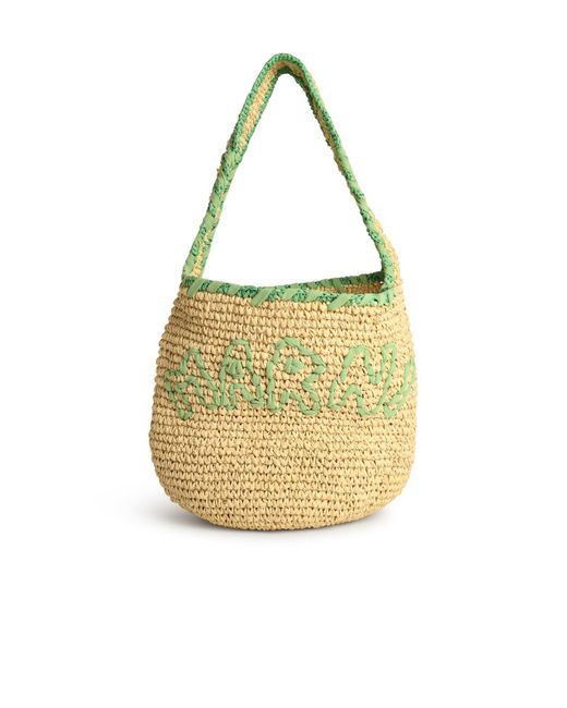 Marni Yellow Small 'Nassa' Bag in Green Natural Raffia