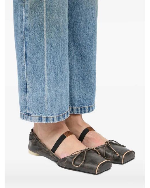 MM6 by Maison Margiela Black Square Toe Ballerinas