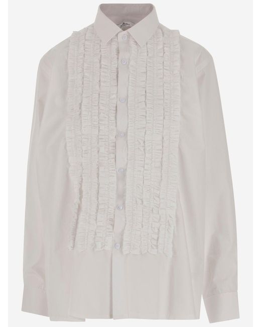 Camicia Di Cotone Con Volant di HODAKOVA in White