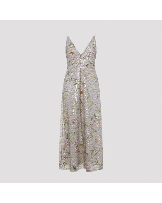 Alberta Ferretti Kleedjes ,Veelkleurig ,Polyester Paillettes Lange Jurk in het Gray