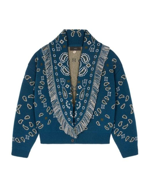 Alanui Blue Bandana Wool And Cashmere Cardi Bomber
