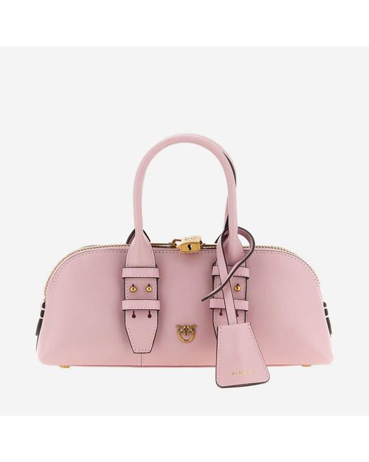 Pinko Pink Escape Horizontal Leather Bowling Bag