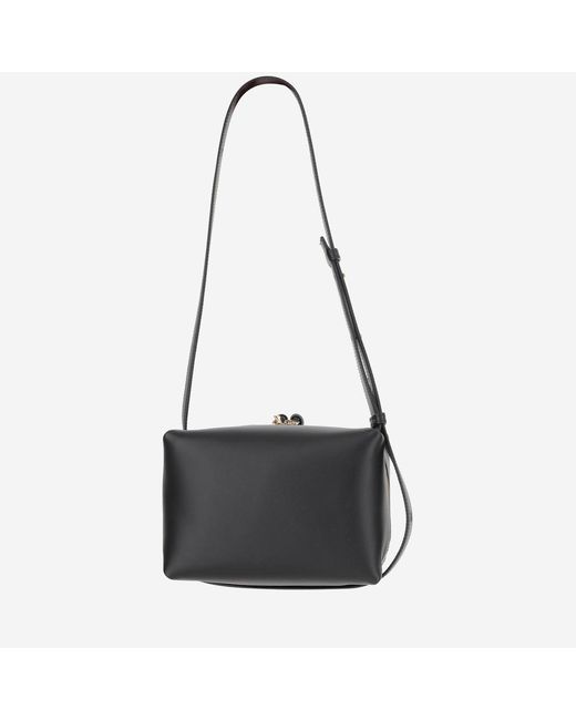 Jil Sander Black Leather Shoulder Bag With Logo
