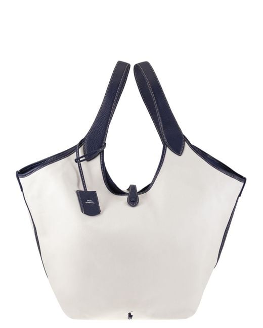 Canvas Gioca A Tote Con Logo di Polo Ralph Lauren in Natural