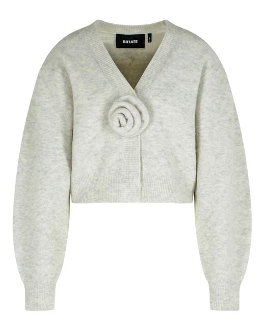 ROTATE BIRGER CHRISTENSEN White Drehen Sie hellgraue Alpaka -Mischung Cardigan