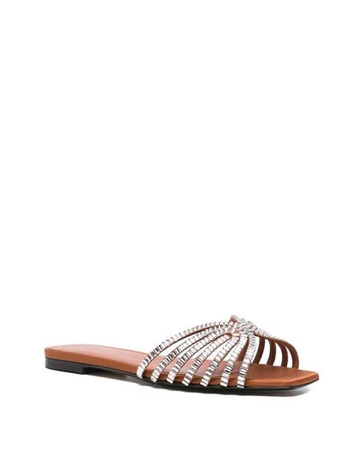 ALEVI White Glass Embellished Sandals