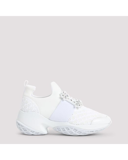 Roger Vivier White Run Strass Buckle Sneakers